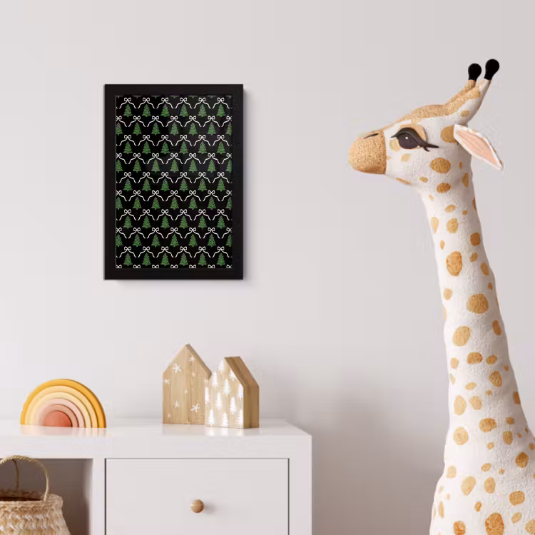 Poster met lijst - Kerst - Zwart - Wit - Strik — 5