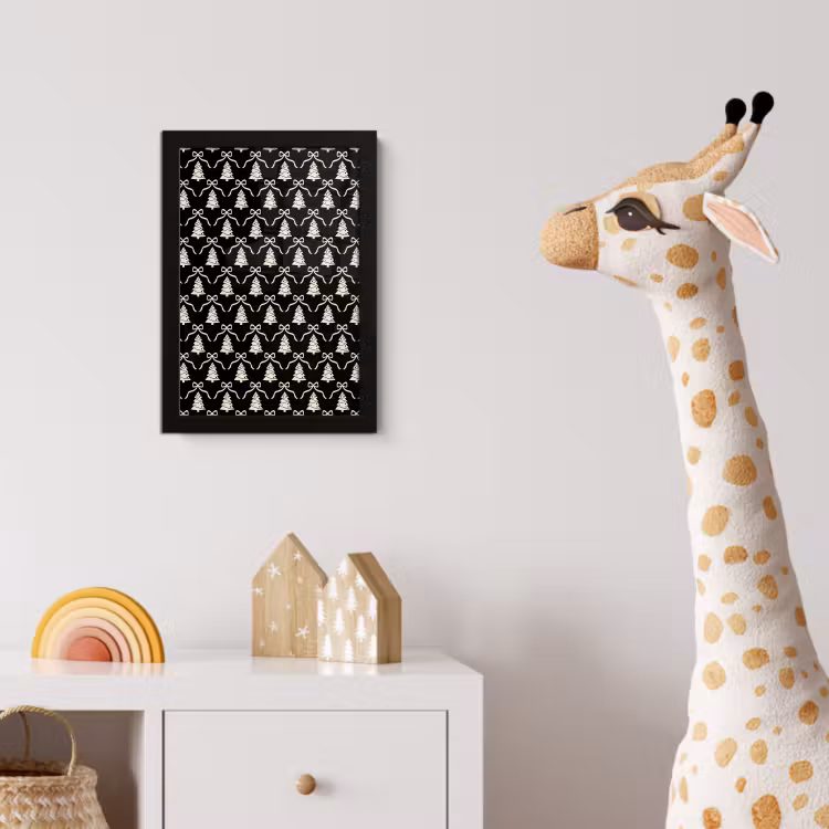 Poster met lijst - Strik - Wit - Zwart - Kerst — 5
