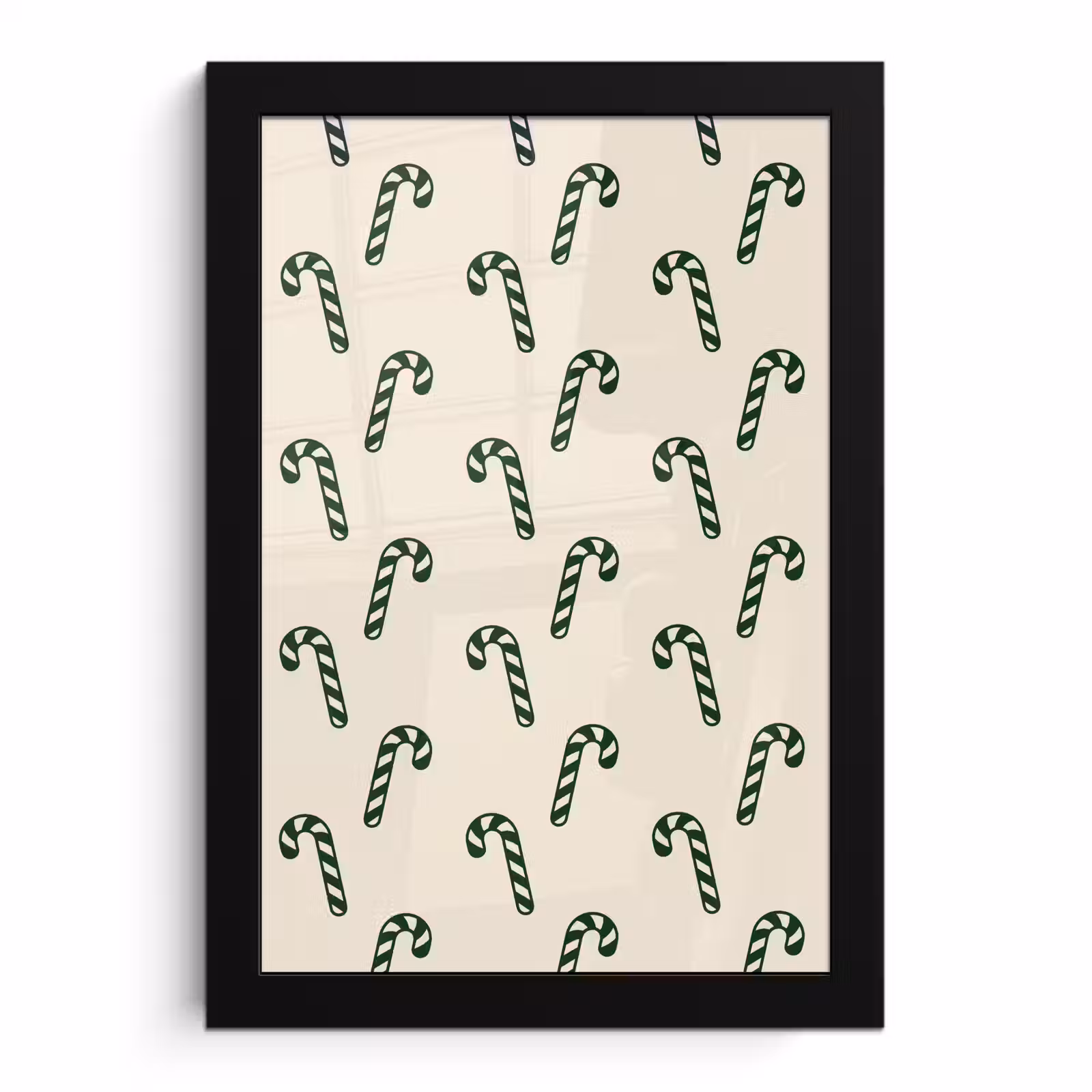 Poster met lijst - Kerst - Groen - Crème - Zuurstok — 1
