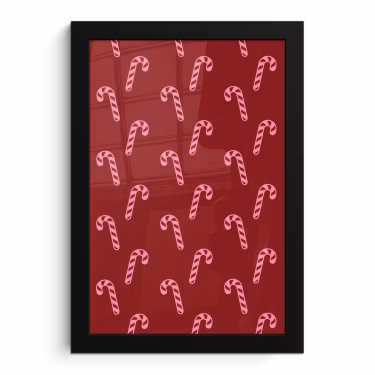 Poster met lijst - Kerst - Burgundy - Roze - Zuurstok — 1