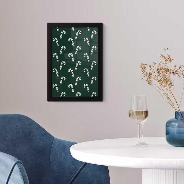 Poster met lijst - Kerst - Groen - Wit - Zuurstok — 2