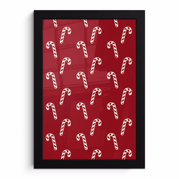 Poster met lijst - Kerst - Rood - Wit - Zuurstok — 1