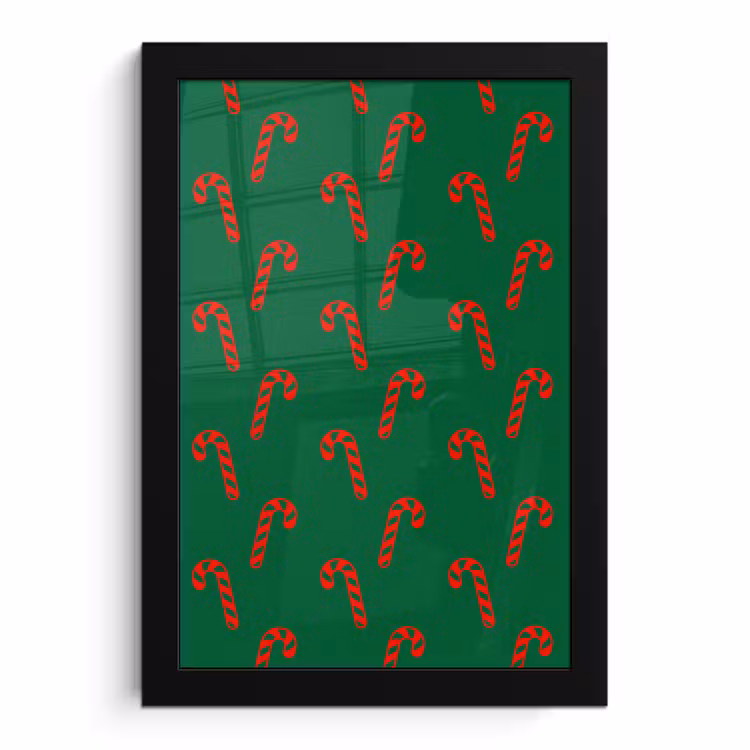 Poster met lijst - Kerst - Groen - Rood - Zuurstok — 1