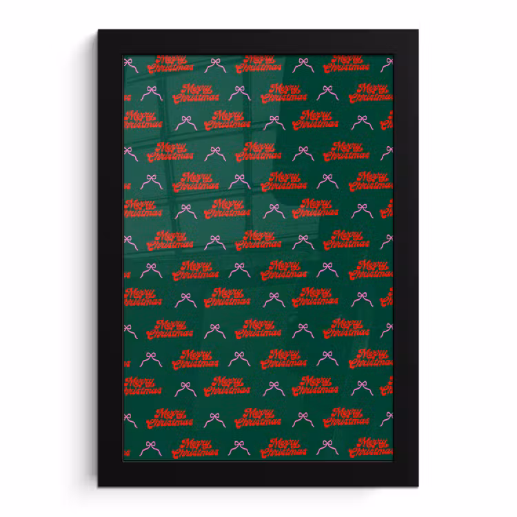 Poster met lijst - Tekst - Roze - Rood - Groen - Strik — 1