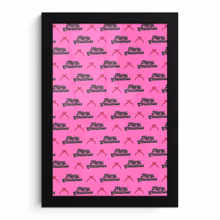 Poster met lijst - Tekst - Neon - Roze - Kerst — 1