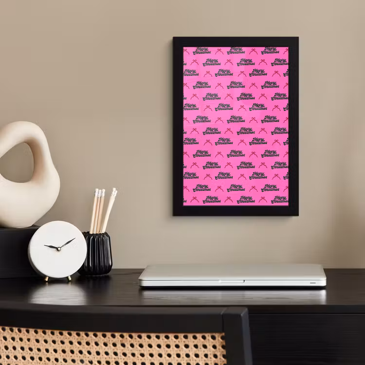 Poster met lijst - Tekst - Neon - Roze - Kerst — 3