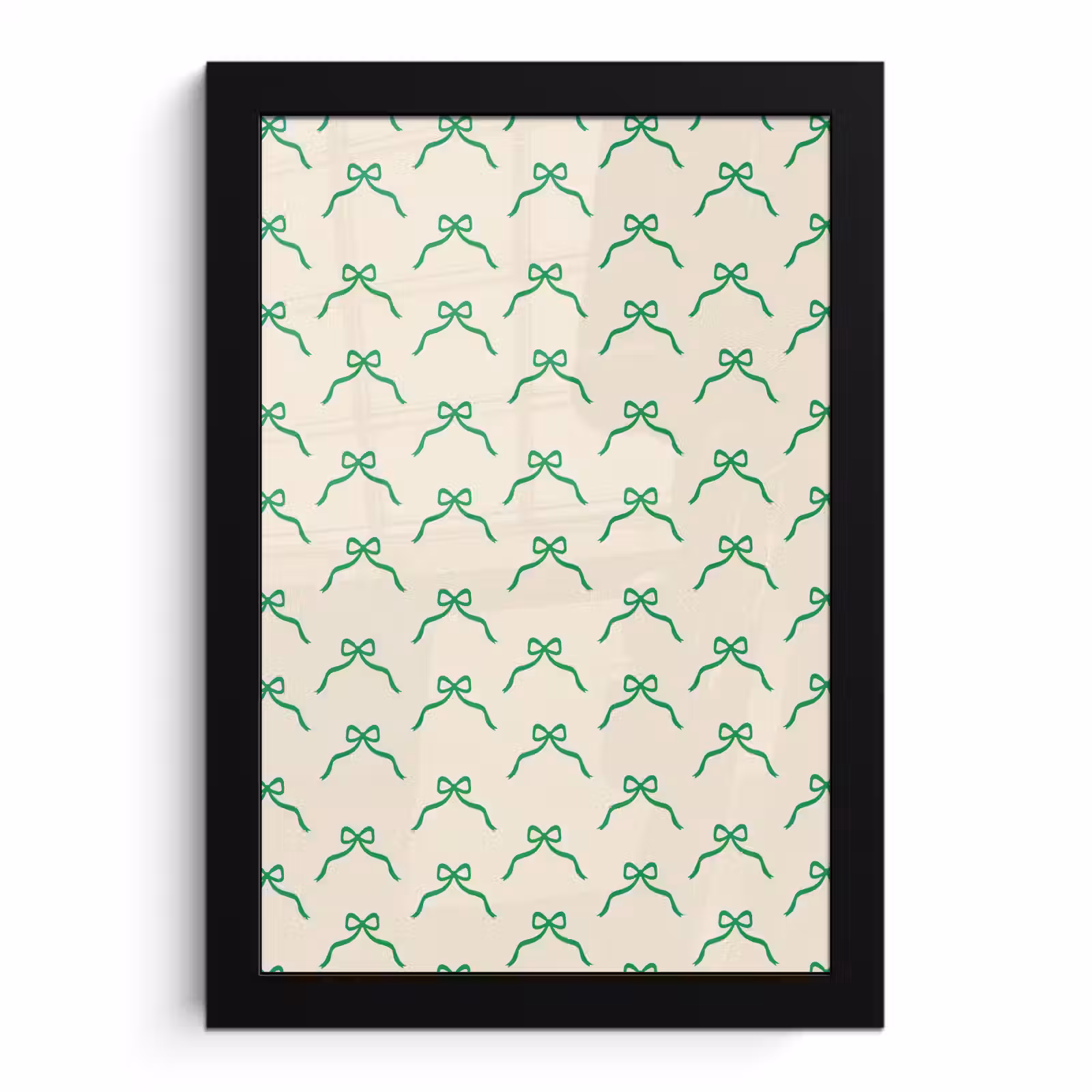 Poster met lijst - Strik - Crème - Groen - Kerst — 1