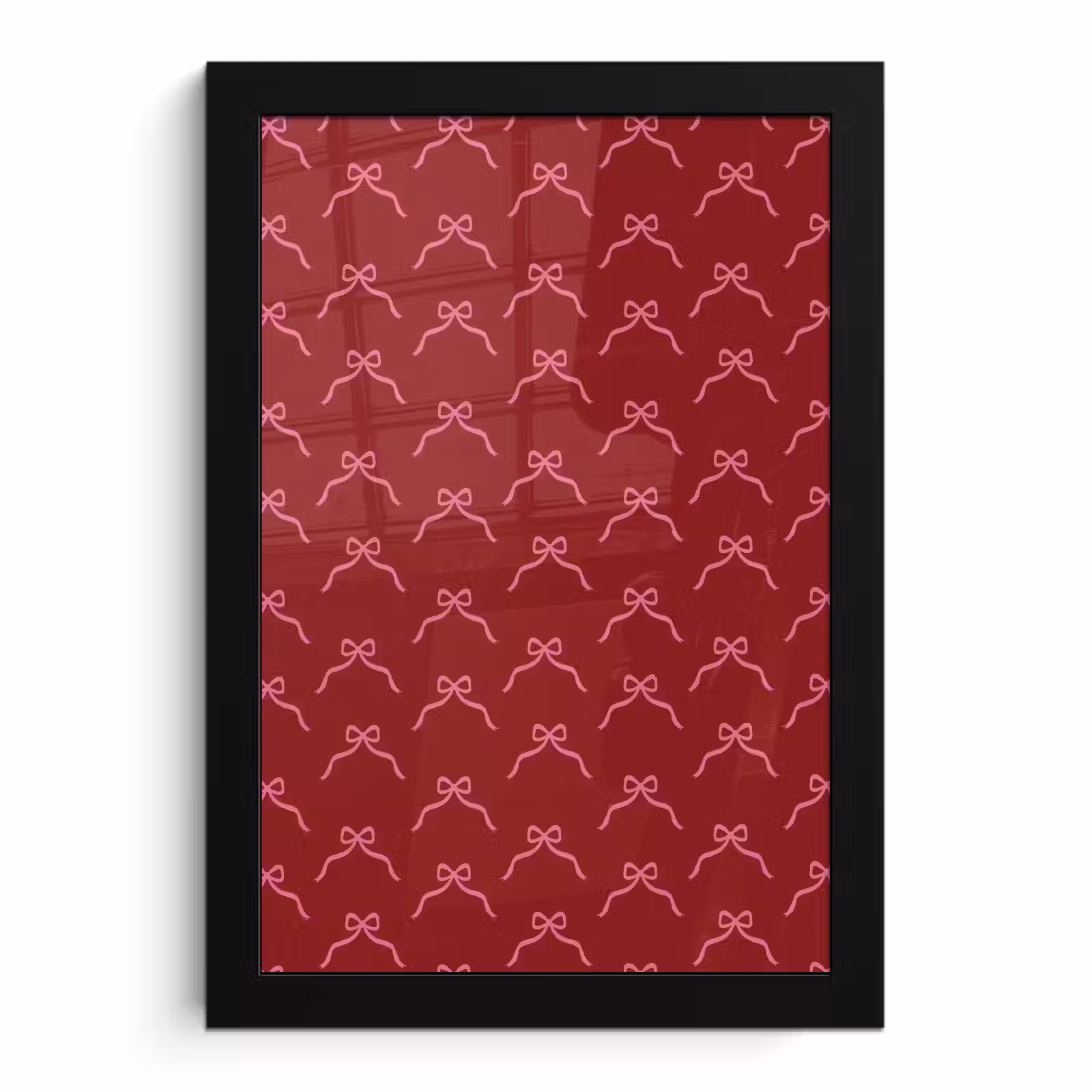 Poster met lijst - Strik - Kerst - Rood - Roze — 1