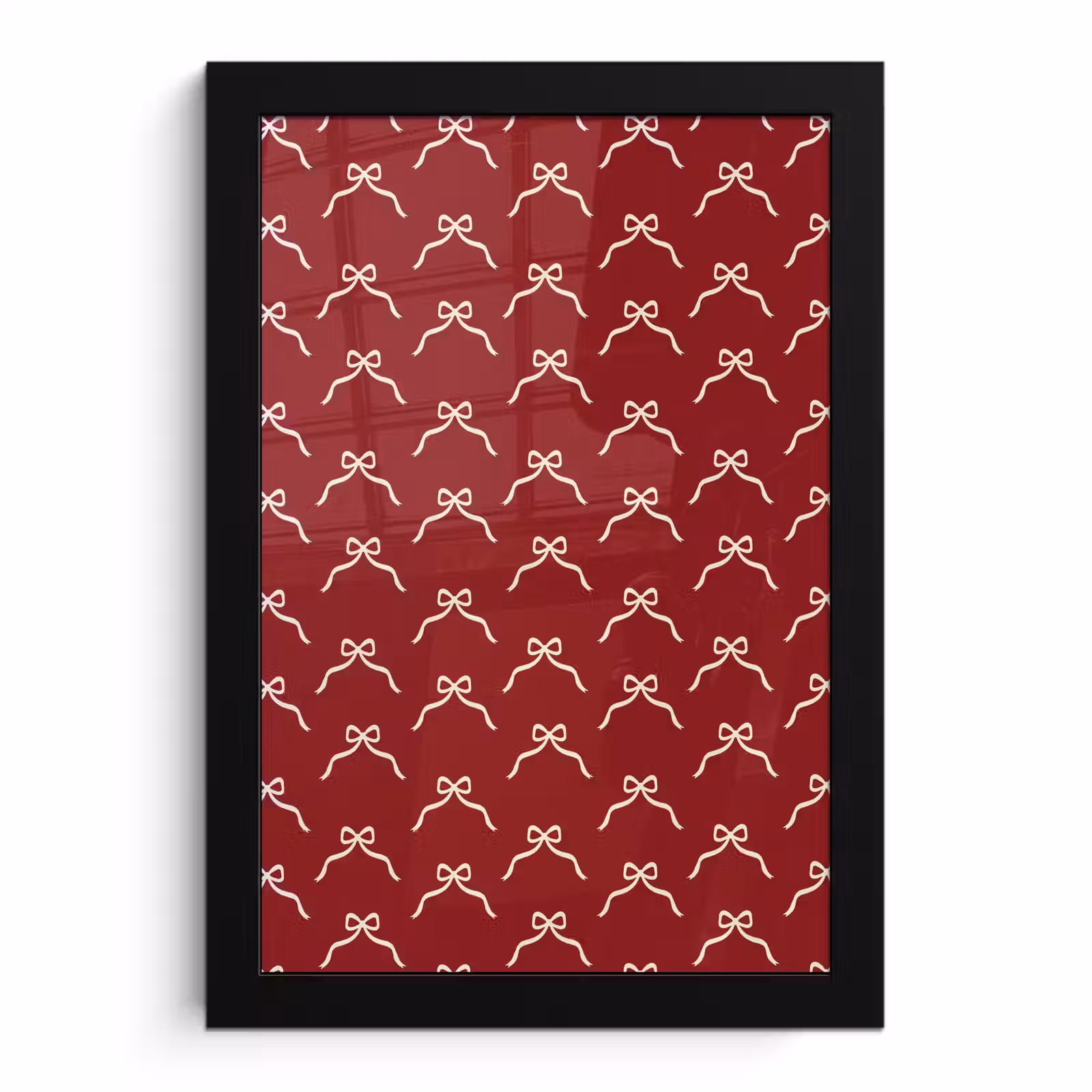 Poster met lijst - Strik - Kerst - Rood - Wit — 1