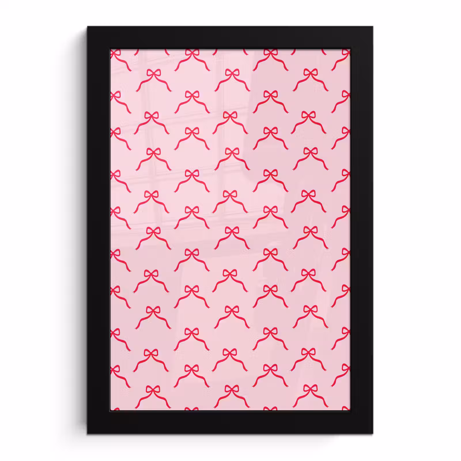 Poster met lijst - Strik - Rood - Kerst - Roze — 1