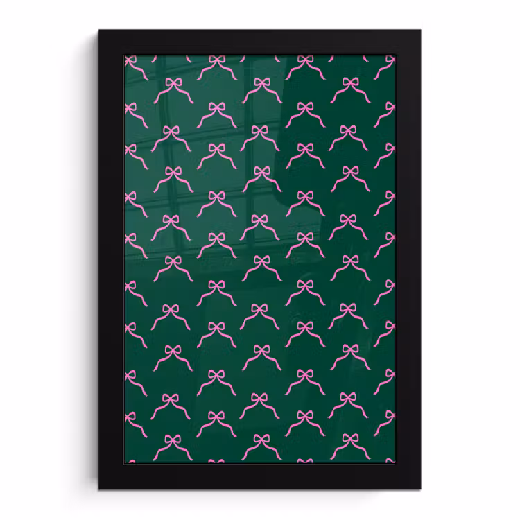 Poster met lijst - Kerst - Neon - Groen - Strik — 1