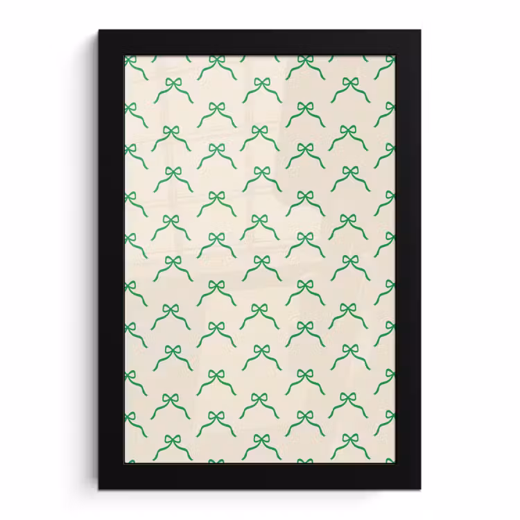 Poster met lijst - Strik - Crème - Groen - Kerst — 1