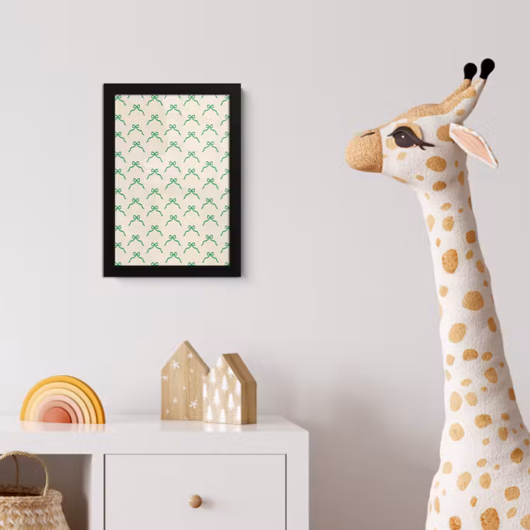 Poster met lijst - Strik - Crème - Groen - Kerst — 5