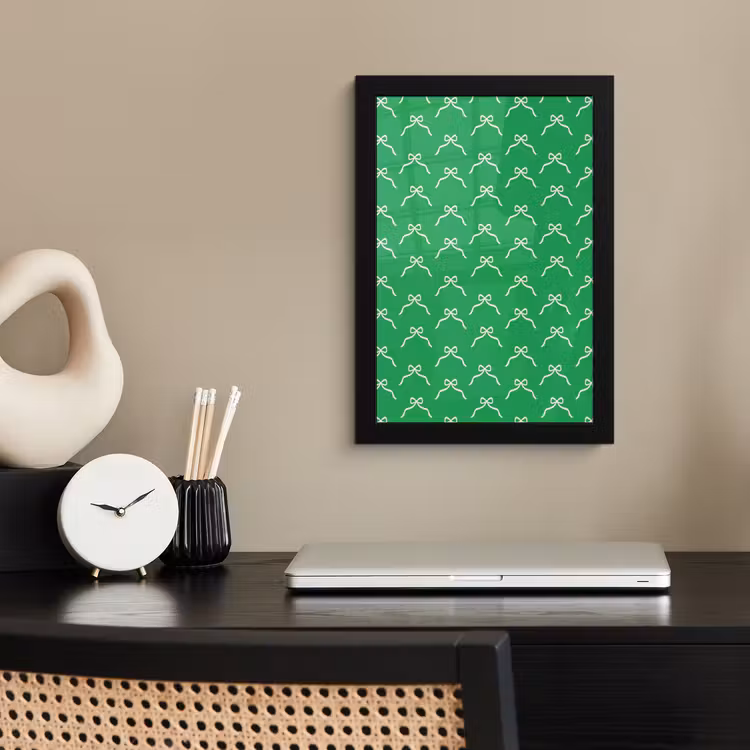 Poster met lijst - Strik - Kerst - Groen - Wit — 3