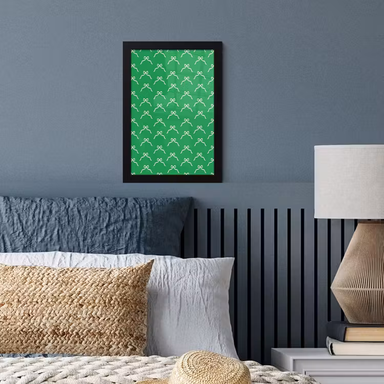Poster met lijst - Strik - Kerst - Groen - Wit — 4