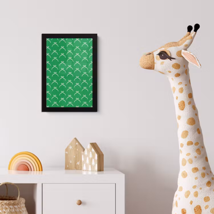 Poster met lijst - Strik - Kerst - Groen - Wit — 5