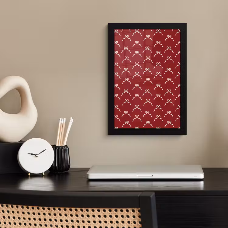 Poster met lijst - Strik - Kerst - Rood - Wit — 3