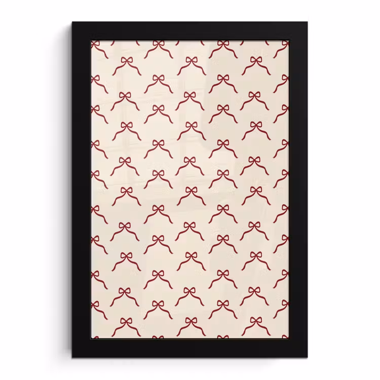 Poster met lijst - Strik - Rood - Crème - Kerst — 1