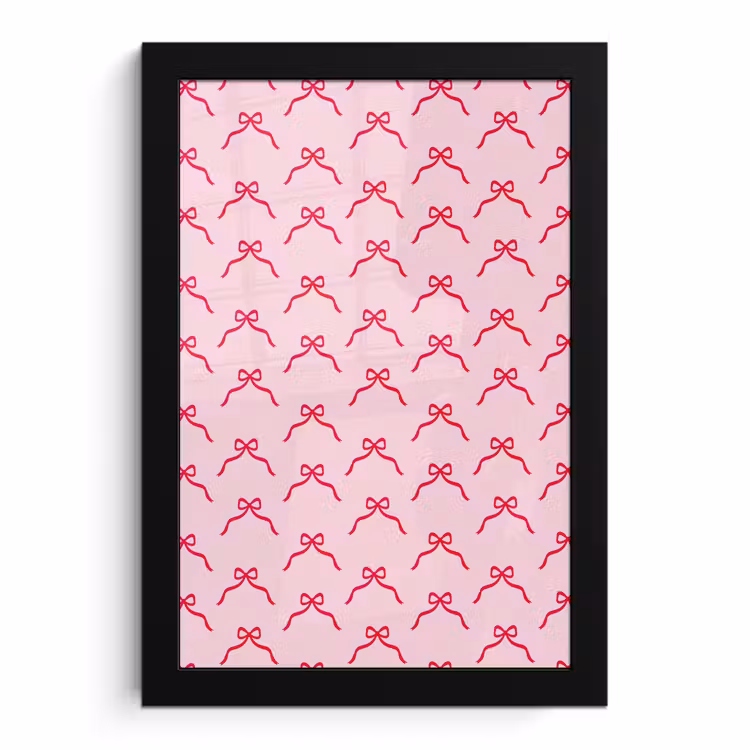 Poster met lijst - Strik - Rood - Kerst - Roze — 1