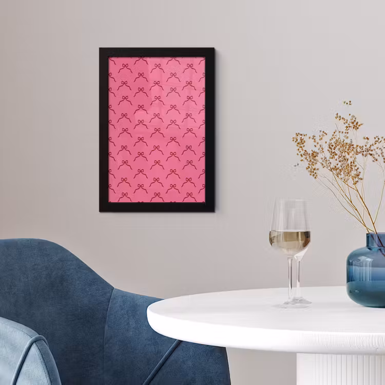 Poster met lijst - Strik - Rood - Roze - Kerst — 2