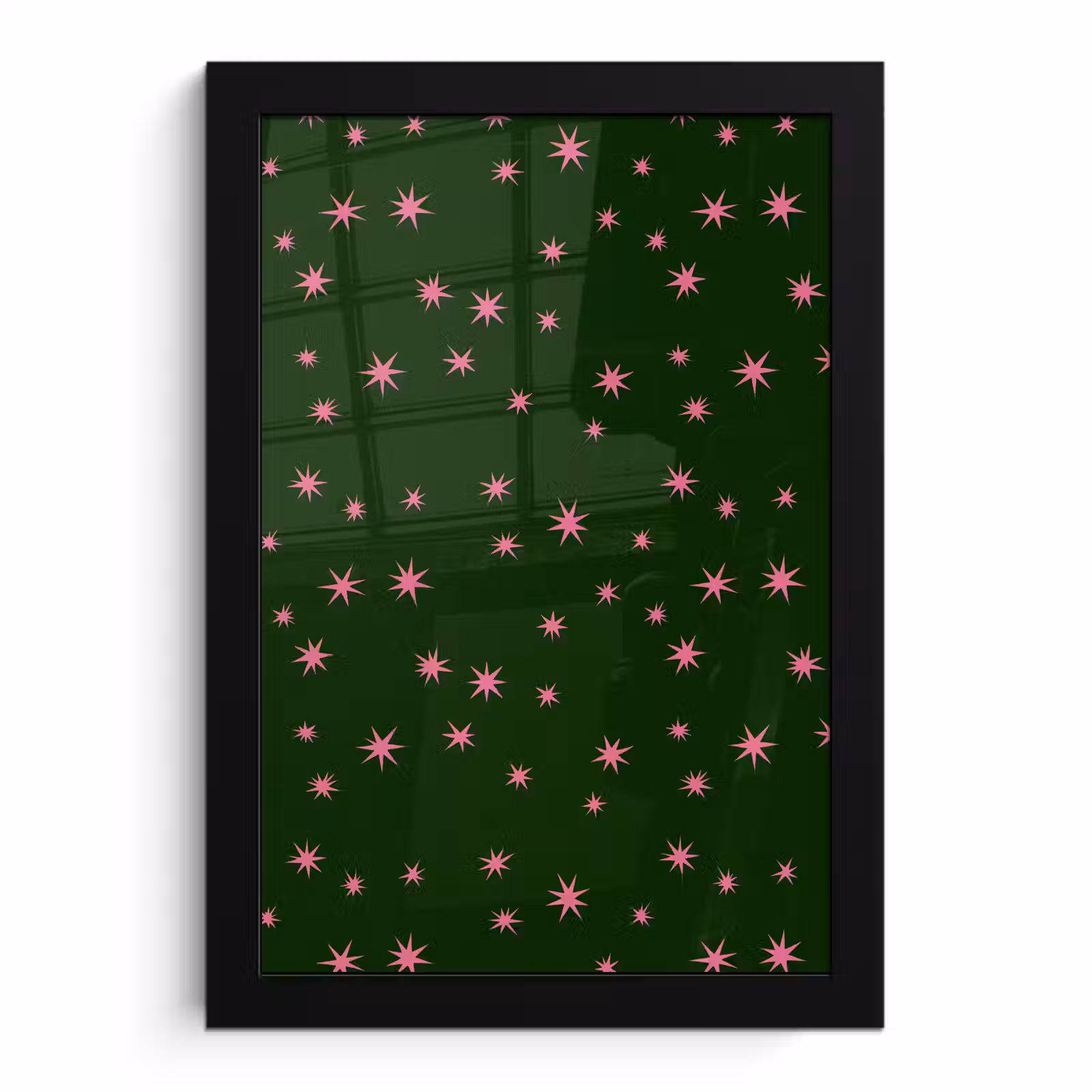 Poster met lijst - Ster - Roze - Groen - Kerst — 1