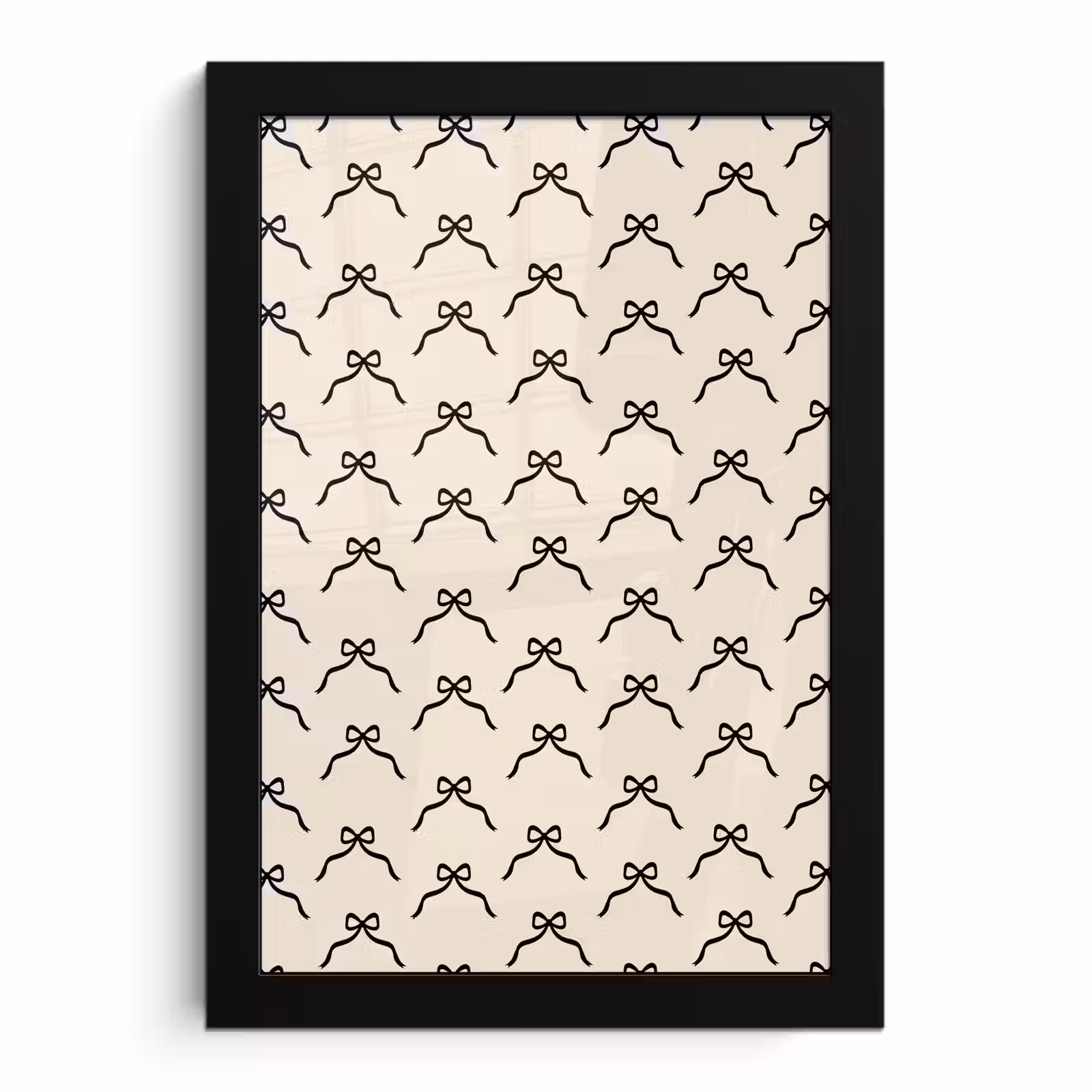 Poster met lijst - Strik - Kerst - Wit - Zwart — 1