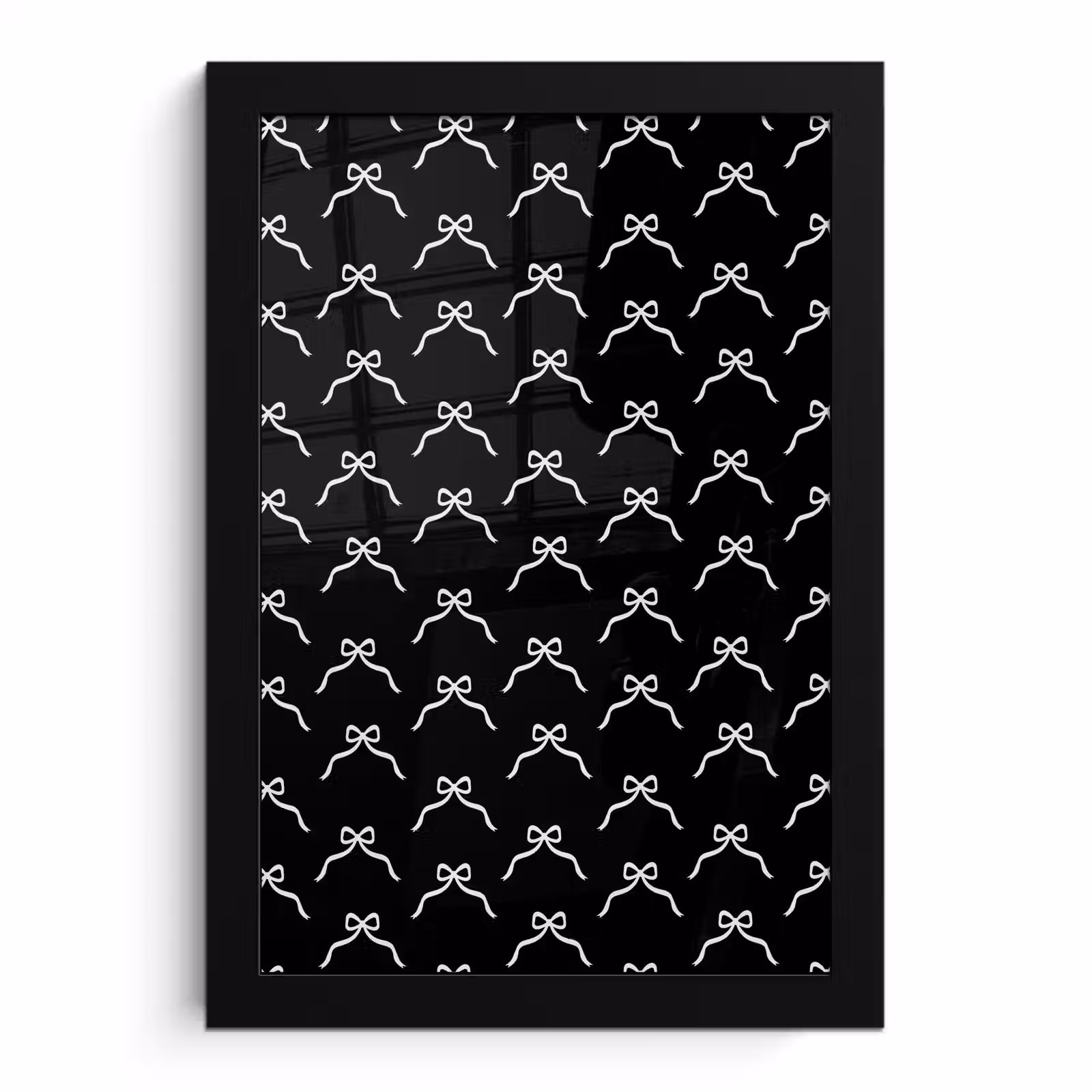 Poster met lijst - Strik - Kerst - Zwart - Wit — 1