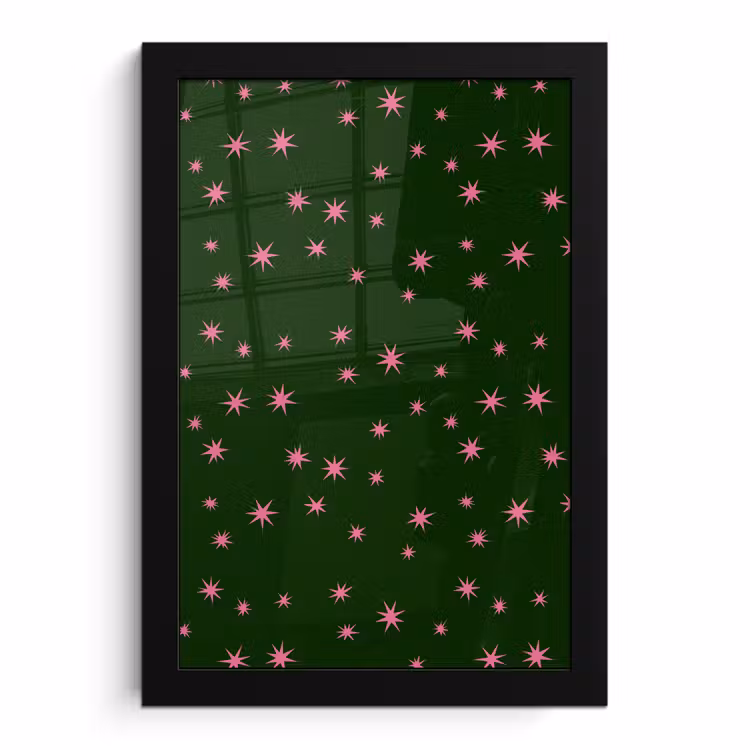 Poster met lijst - Ster - Roze - Groen - Kerst — 1