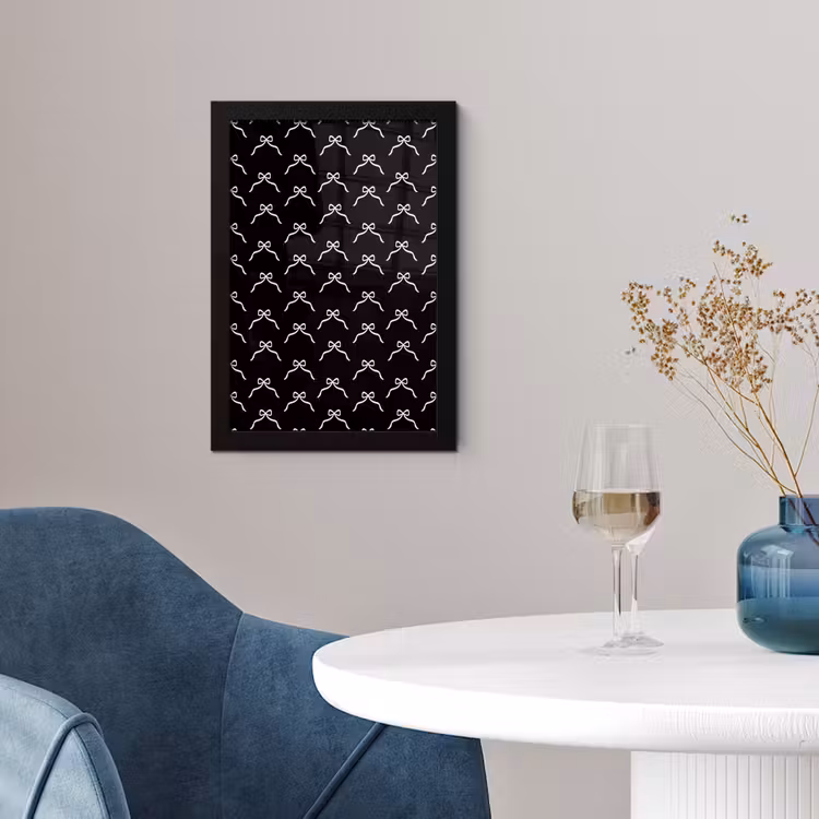 Poster met lijst - Strik - Kerst - Zwart - Wit — 2