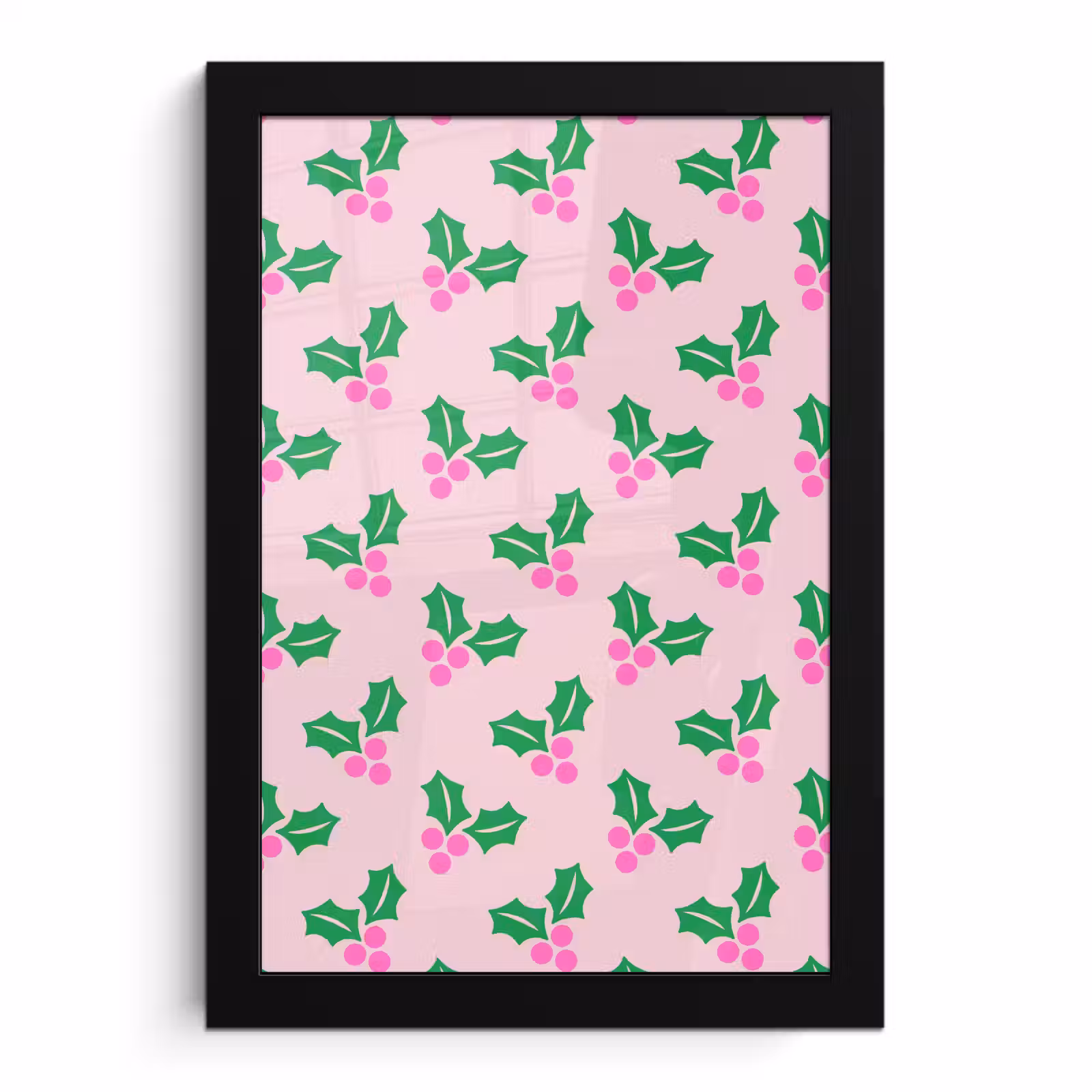 Poster met lijst - Kerst - Hulst - Roze — 1