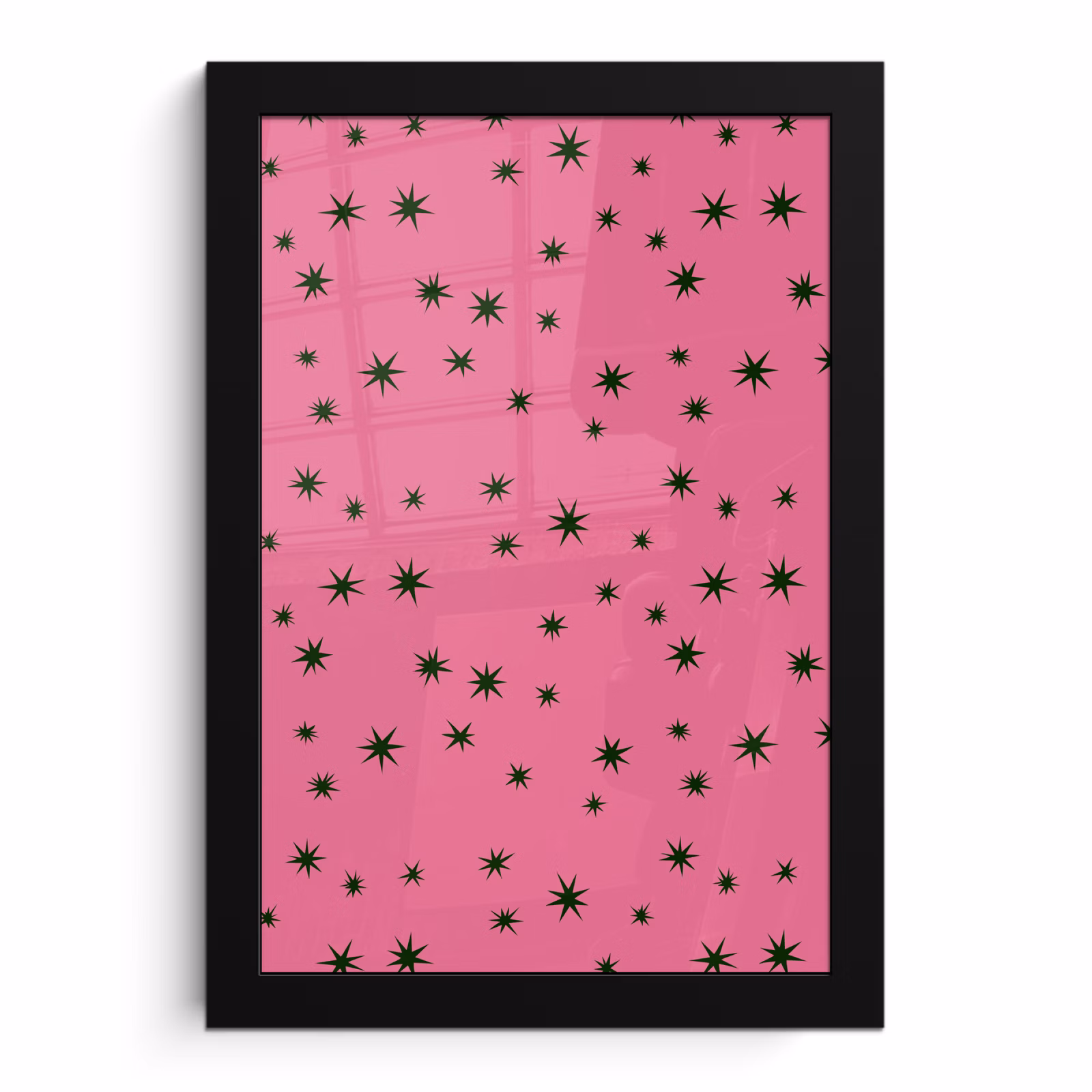 Poster met lijst - Ster - Groen - Roze - Kerst — 1