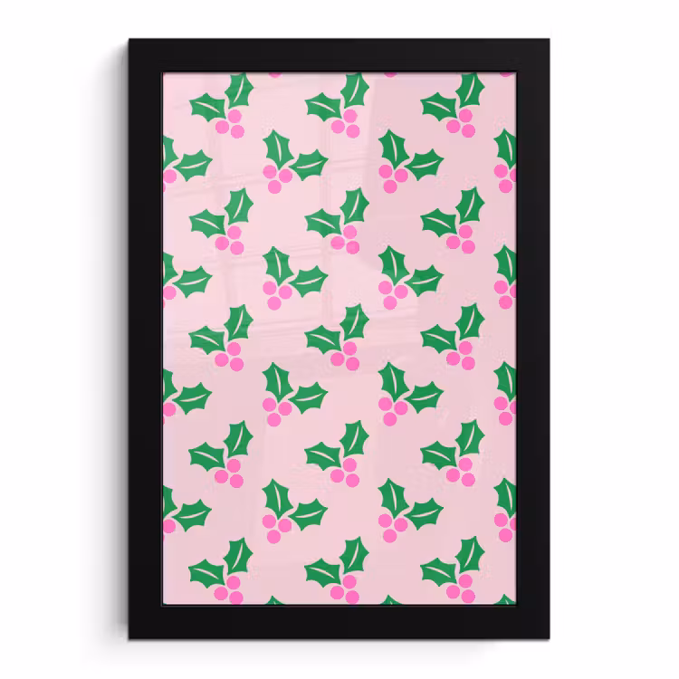 Poster met lijst - Kerst - Hulst - Roze — 1
