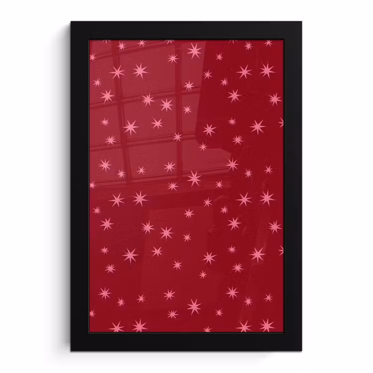 Poster met lijst - Ster - Roze - Kerst - Rood — 1