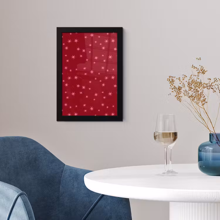 Poster met lijst - Ster - Roze - Kerst - Rood — 2
