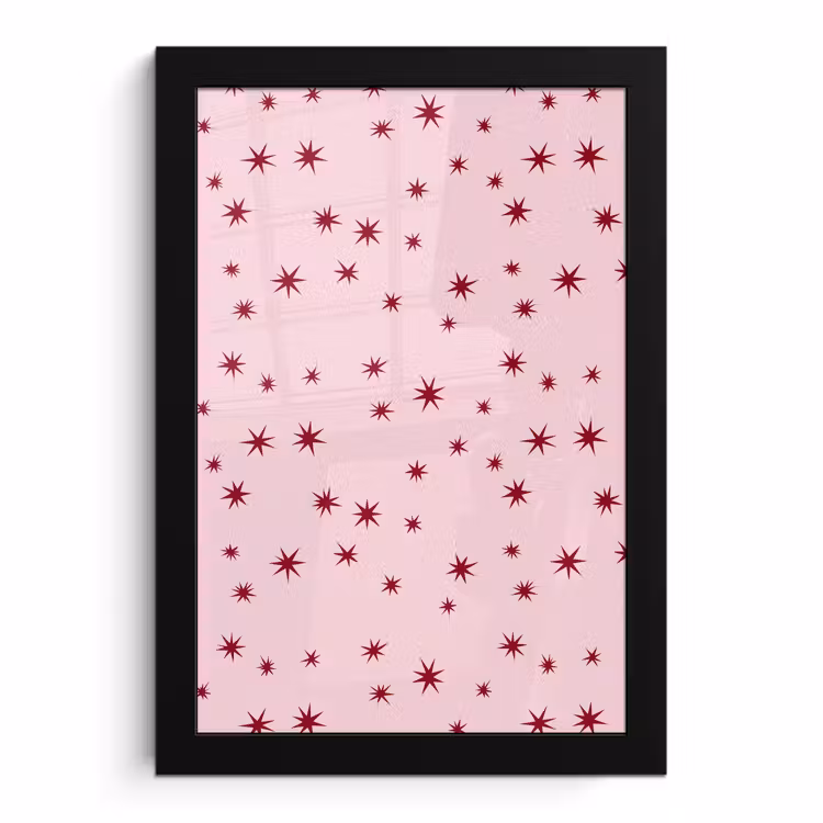 Poster met lijst - Ster - Roze - Rood — 1