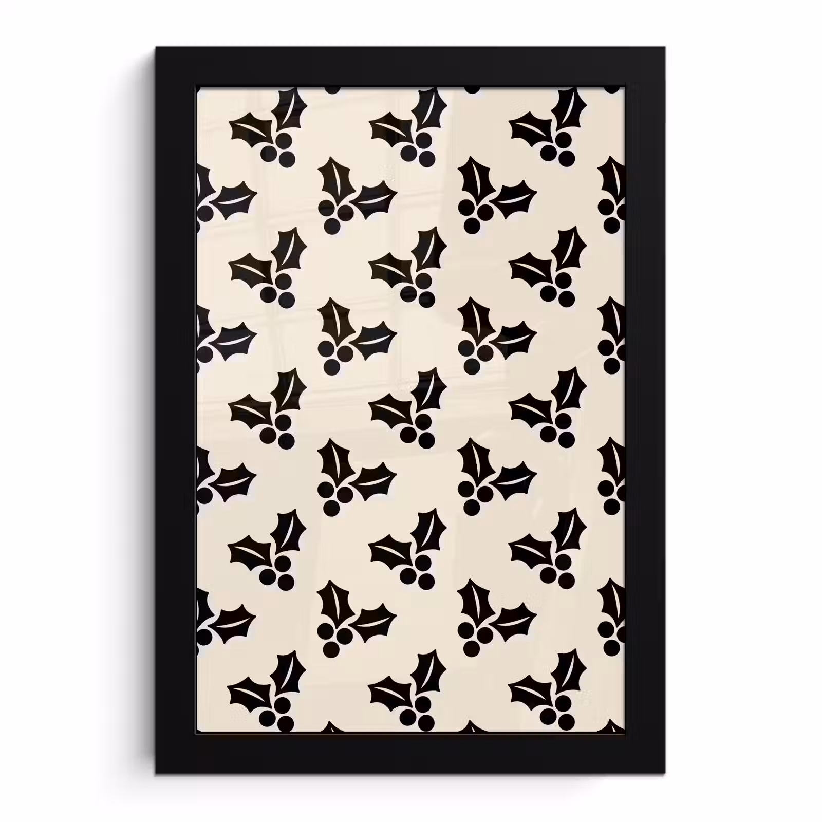 Poster met lijst - Hulst - Wit - Zwart - Kerst — 1
