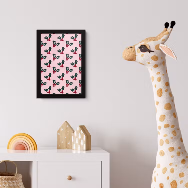Poster met lijst - Kerst - Hulst - Groen - Roze — 5