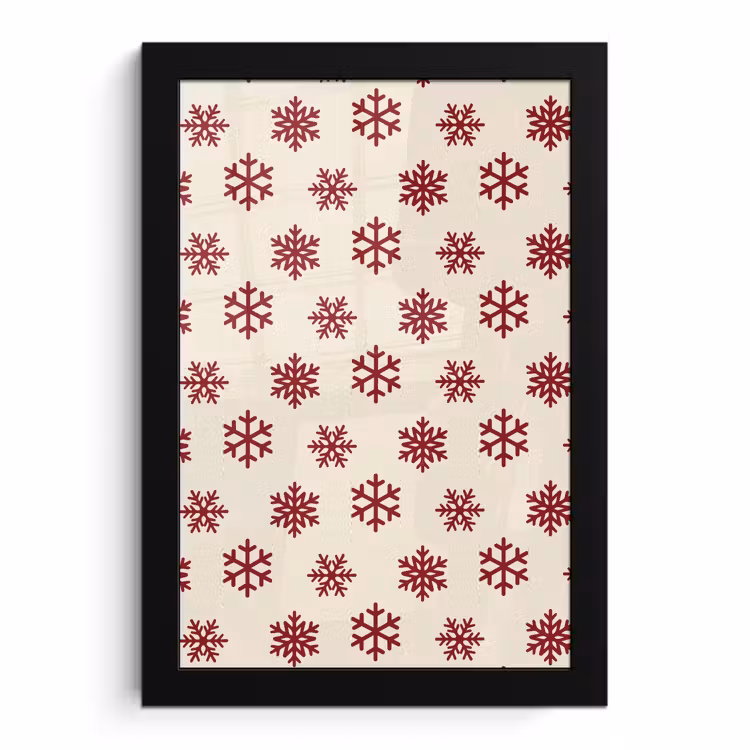 Poster met lijst - Sneeuwvlok - Crème - Rood — 1