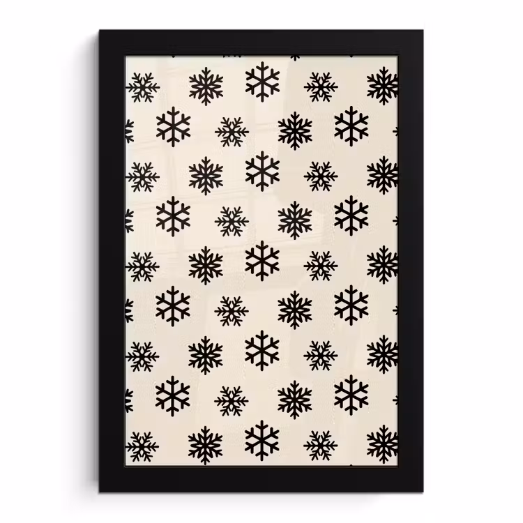 Poster met lijst - Sneeuwvlok - Crème - Wit — 1