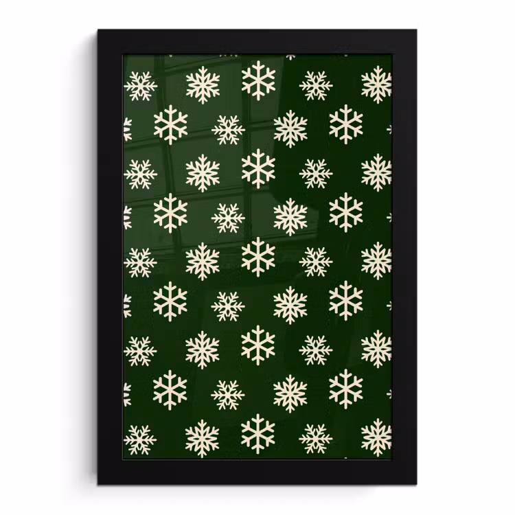 Poster met lijst - Sneeuwvlok - Groen - Wit - Kerst — 1
