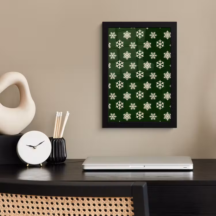 Poster met lijst - Sneeuwvlok - Groen - Wit - Kerst — 3