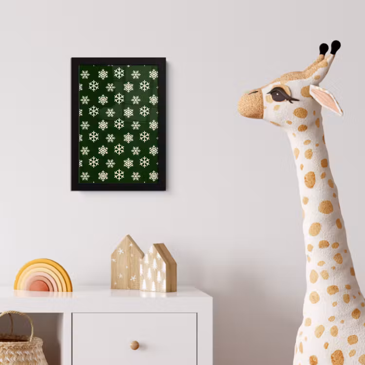 Poster met lijst - Sneeuwvlok - Groen - Wit - Kerst — 5