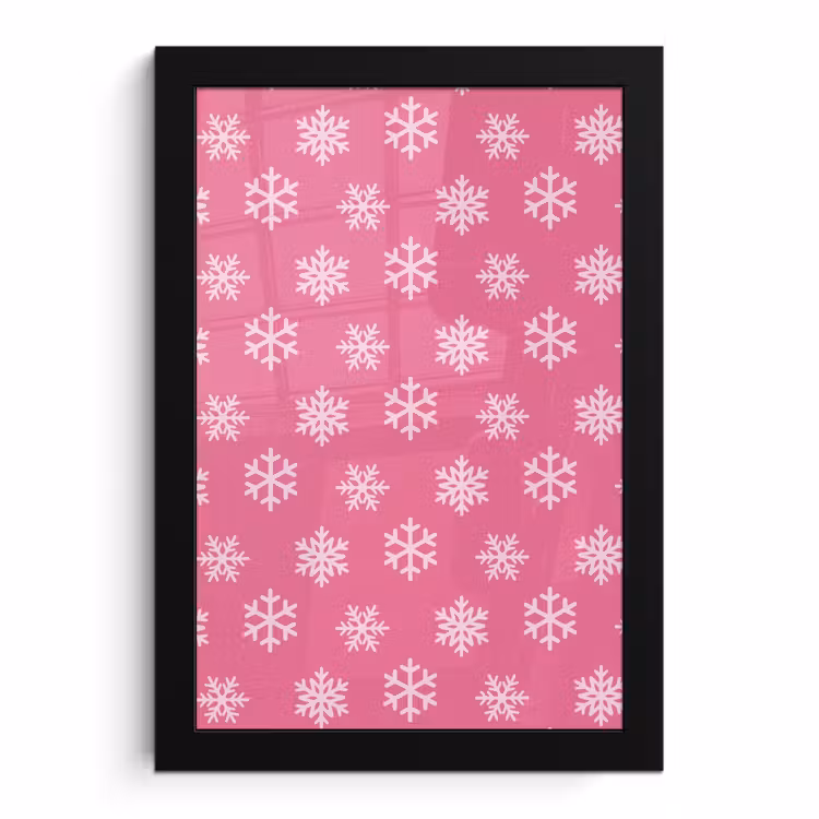 Poster met lijst - Sneeuwvlok - Kerst - Roze — 1