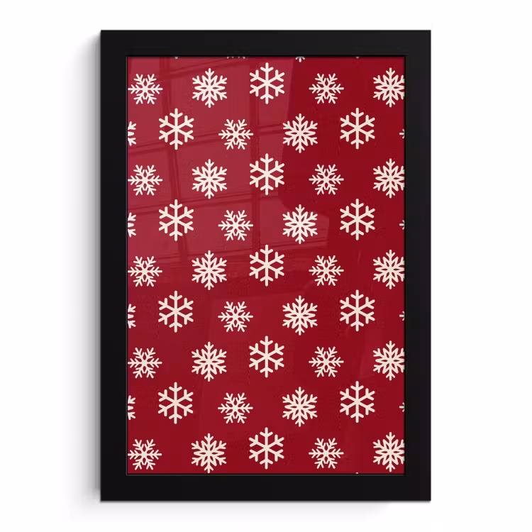 Poster met lijst - Sneeuwvlok - Rood - Wit - Kerst — 1