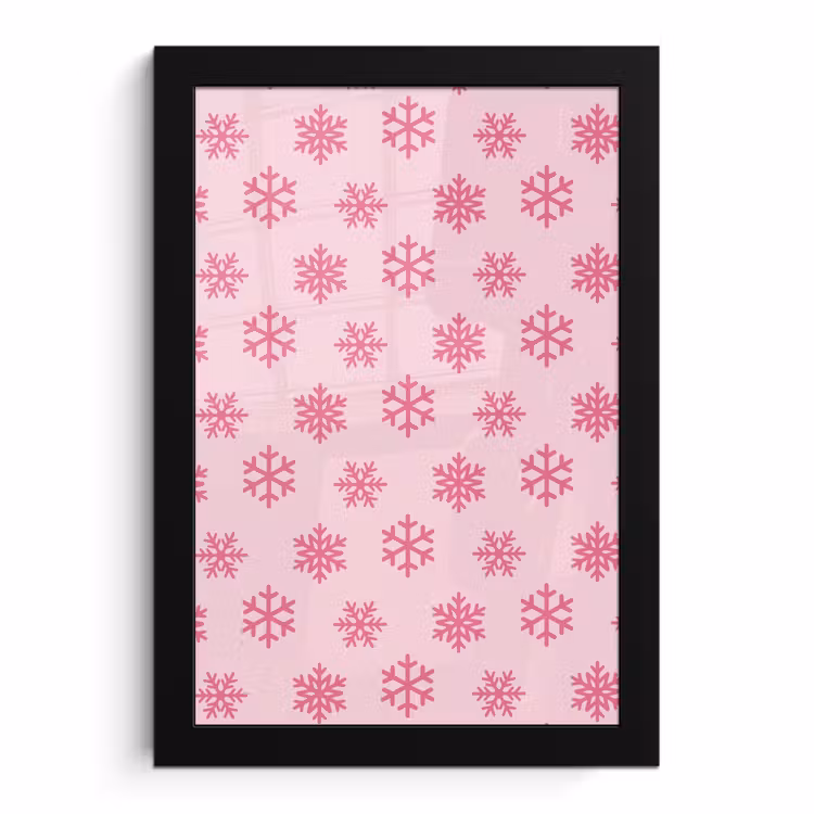 Poster met lijst - Sneeuwvlok - Roze - Kerst — 1