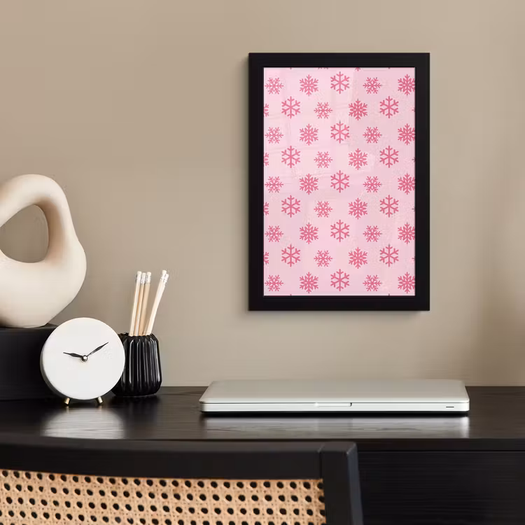 Poster met lijst - Sneeuwvlok - Roze - Kerst — 3