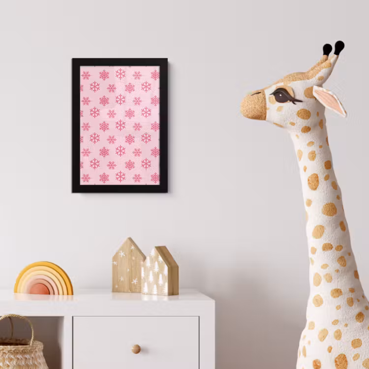 Poster met lijst - Sneeuwvlok - Roze - Kerst — 5