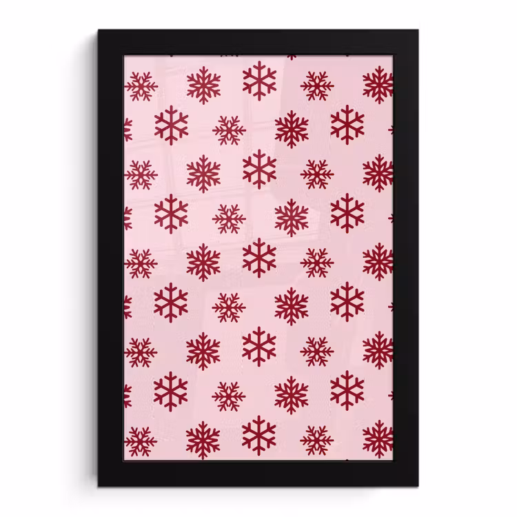 Poster met lijst - Sneeuwvlok - Roze - Rood - Kerst — 1