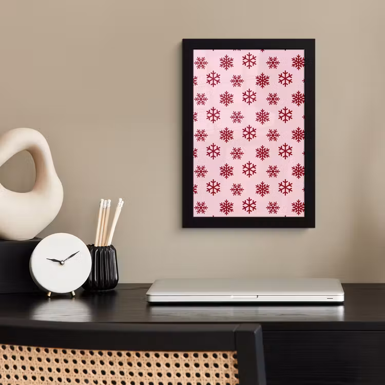 Poster met lijst - Sneeuwvlok - Roze - Rood - Kerst — 3