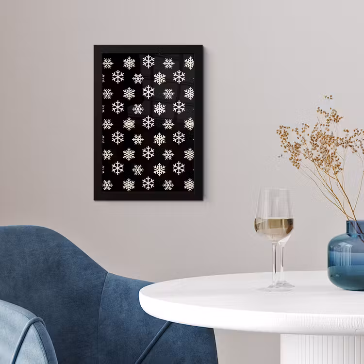 Poster met lijst - Sneeuwvlok - Zwart - Wit - Kerst — 2